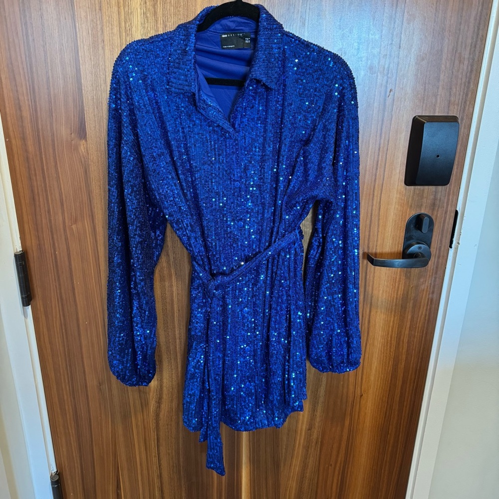 ASOS Design Blue Sequin Mini Dress